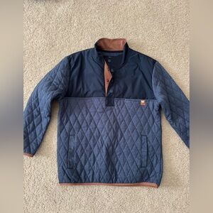 Southern Marsh Quilted Pullover - Navy and Brown